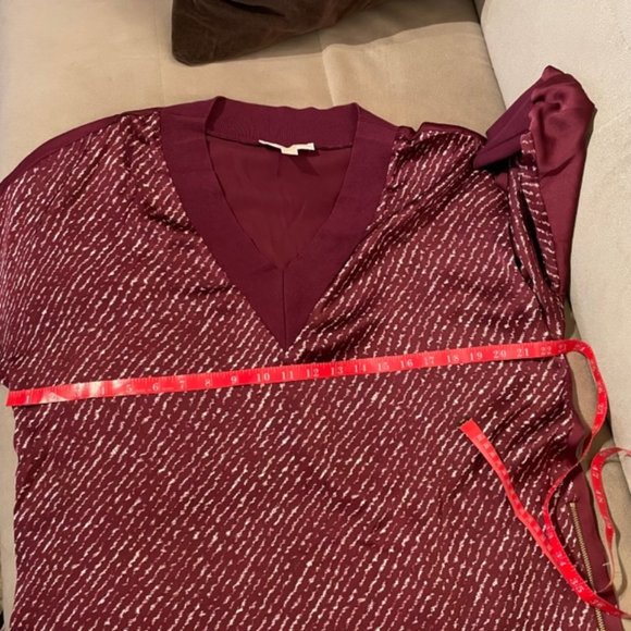 Women Michael Kors Long Burgundy Blouse -size L - Picture 10 of 11